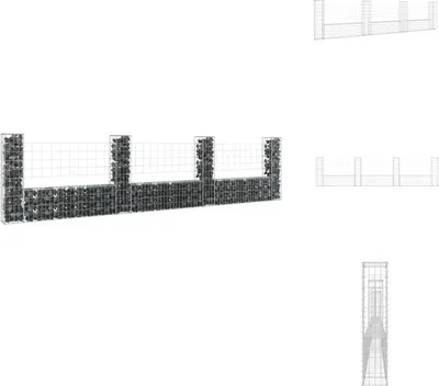 Zdjęcie produktu dla vidaXL Kosz gabionowy w kształcie litery U z 4 kolumnami żelaznymi 380x20x100 cm - Panele ogrodzeniowe