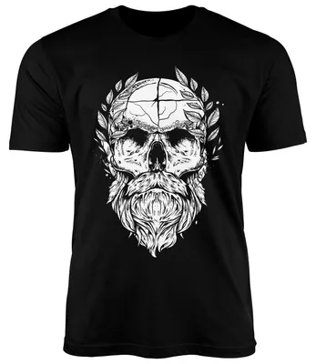 Produktbild von Neverless® Herren T-Shirt Totenkopf mt Bart Lorbeer Beard Skull Printshirt Fashion Streetstyle schwarz XL