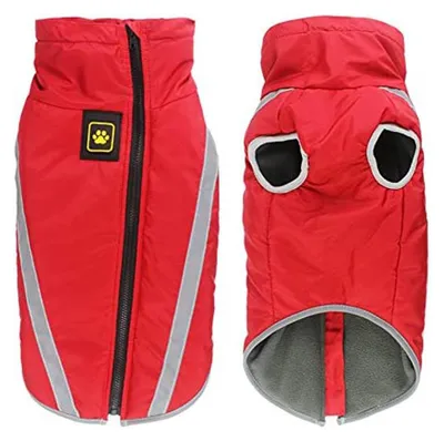Produktbild von Wasserdichter Hundemantel Winter Warme Jacke, Winddichte Haustierkleidung Hundejacke Outfit für kleine mittelgroße Hunde mit Geschirrloch