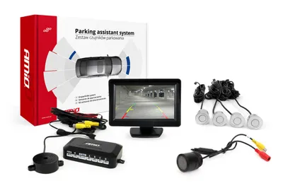Obrázok produktu pre AMiO Parkovací asistent TFT01 4,3" s kamerou HD-301-IR, 4-senzorové, strieborné
