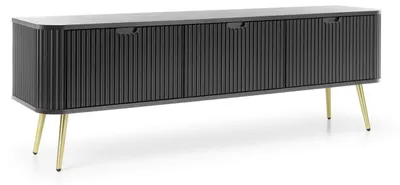 Produktbild von TV-schrank MILO 168 cm mit 3 Türen, Schwarz, geriffelter Front, Wohnzimmer, TV-lowboard