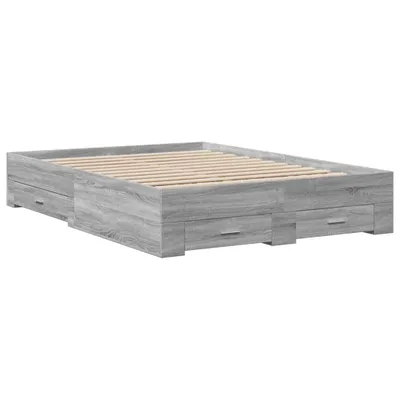 Image de Cadre de lit avec tiroirs sans matelas sonoma gris 140x190 cm
