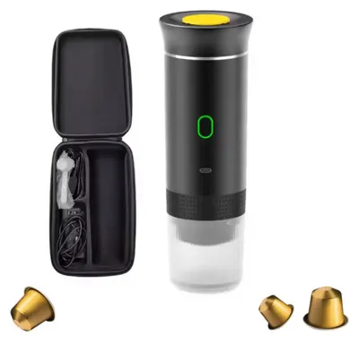 Obrázek produktu pro Sada kufríku a bezdrátové přenosné kávovaru Planet Tech 3 v 1, 20 barů, Kompatibilní s kapslemi Nespresso, Dolce Gusto, Mletá káva, Černá