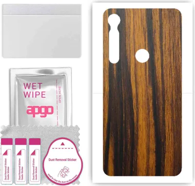 Produktbild von apgo Rückseite Schutzfolie, Skin, kompatibel mit Motorola One Macro, Hinten Displayschutzfolie aus Vinylfolie, kratzfest, einfache Montage - Tigerwood