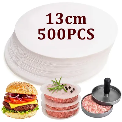 Produktbild von 500 Blatt Antihaftpapier für Hamburger, 13 cm rundes Backpapier, Antihaftpapier für Hamburger, Trennpapier für Hamburgerpresse, Hamburgertrenner und Cheeseburger.