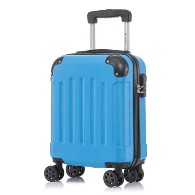 Produktbild von Koffer Trolley Reisekoffer Suitcase, Rollkoffer Handgepäck ,mit 4 Rollen360°, Hartschalenreisekoffer, Zahlenschloss, Weicher Gummigriff(S,Blau)