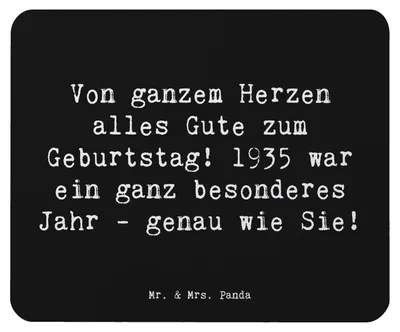 Produktbild von Mr. & Mrs. Panda Mauspad Spruch 1935 Geburtstag - Schwarz - Geschenk, Glückwunsch, Happy Birthday, Mousepad, Geburtstagsfeier, Geburtstagsgeschenk, Geburtstagsjahr, pc