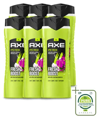 Obrázek produktu pro 6 kusů sprchového gelu AXE Epic Fresh Fresh Boost 3 v 1, objem 400 ml, velkopack