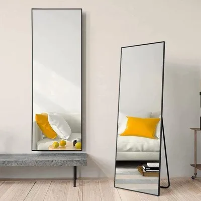 Produktbild von Famanu Passpiegel mit Aluminiumrahmen - 45 x 144 cm - Schwarz