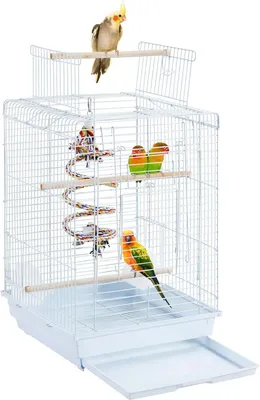 Produktbild von Vogelkäfig Mit Vogelspielzeuge Wellensittichkäfig Nymphensittiche Fink Papageienkäfig Mit Dach 40 X 40 X 58 Cm Weiß – Weiß