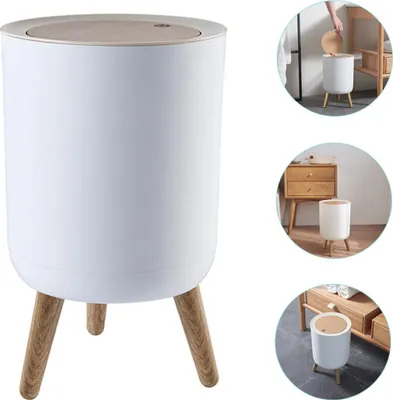 Produktbild von Mülleimer mit Deckel, 7L, rutschfest & abnehmbar hoch Beine Mülleimer