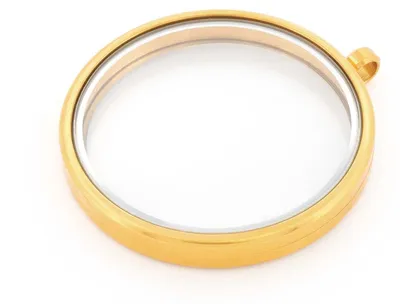 Produktbild von Vintageparts Glasmedaillon Edelstahl Schraubverschluss befüllbar goldfarben rund 45 mm, 1 Stück