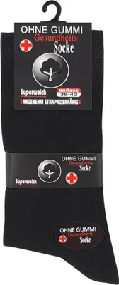 Produktbild von Herren Baumwoll Socken "COMFORT" Gesundheitssocke ohne Gummibund in schwarz 43/46  4-er Pack