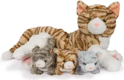Image de Maman chat avec bébés Doudou Noxxiez Kitten Peluche