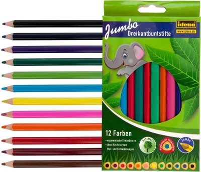 Produktbild von 36 (3x 12) Jumbo Buntstifte / ergonomische Dreieckform / 12 verschiedene Farben