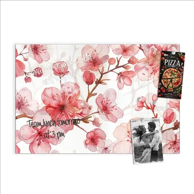 Produktbild von Magnettafel 90x60cm Pinnwand Whiteboard beschreibbar - Blumenmuster Blüten