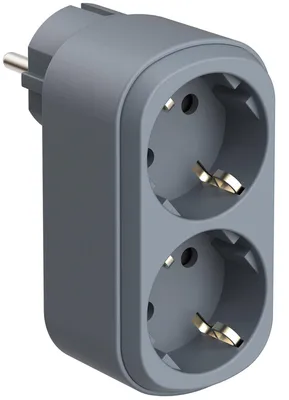 Produktbild von Doppeladapter mit 2 Steckdosen, 16A (2P+A), Schuko, blau