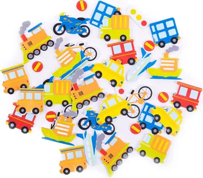 Productafbeelding van Zelfklevende foamstickers, voertuigen, auto's, mix van 39 stuks.