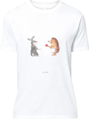Produktbild von Mr. & Mrs. Panda S T-Shirt Hase Igel - Weiß - Geschenk, Tshirt, Lustige Sprüche, und, Jersey-Shirt, Trösten, Shirt, Baumwoll, Herzschmerz, Liebe Spruch