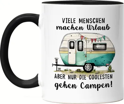 Produktbild von Nur die Coolesten gehen Campen Tasse Schwarz Camping Wohnwagen Rentner Campingplatz