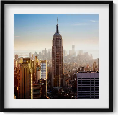 Produktbild von Wolkenkratzer von New York, USA– Wandbild mit Rahmen – Gerahmtes Bild  – Wanddekoration – 50x50 cm –  Schwarz Rahmen