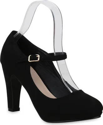 Produktbild von Mytrendshoe Damen Pumps Mary Janes Riemchenpumps High Heels 824341, Farbe: Schwarz, Größe: 40