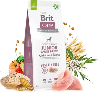 Productafbeelding van Brit Care Hondenvoer, duurzame grote brokken met kip en insecten, 12 kg