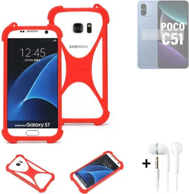 Produktbild von Handy-hülle + Kopfhörer kompatibel mit POCO C51 Schutz-hülle Bumper Silikon Schutz Hülle Cover Case Silikoncase Silikonbumper TPU Softcase
