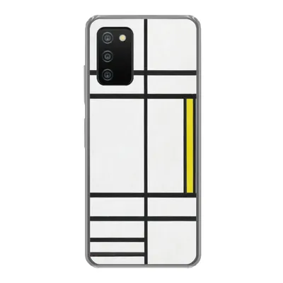 Produktbild von MuchoWow® Handyhülle Schutzhülle Hülle für Samsung Galaxy A03s Komposition in Weiß, Rot und Gelb - Piet Mondrian Silikon Softcase Handy Hülle - Schutz