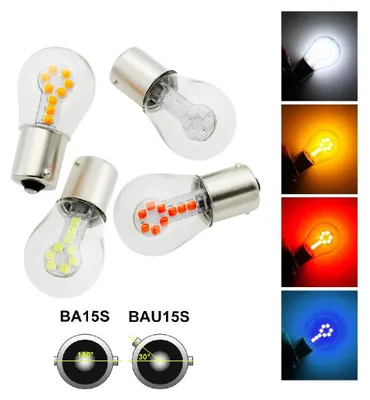 Obrázok produktu pre LED žiarovky, 18 SMD, BA15S 1156 (P21W), BAU15S 1156 (PY21W), 12–24 V, biele, oranžové, červené a modré svetlo