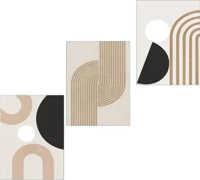 Produktbild von Minimalistische abstrakte Liniengemälde, geometrische Wandkunst, Leinwandmalerei, Wohnzimmerdekoration, 50 x 70 cm x 3, ohne Rahmen