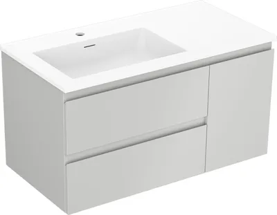 Obrázok produktu pre Mexen Orio kúpeľňová skrinka 90 cm s umývadlom Vela, 2 zásuvky, biela lesklá - 91A10-09047-2-BFF00-W23M00