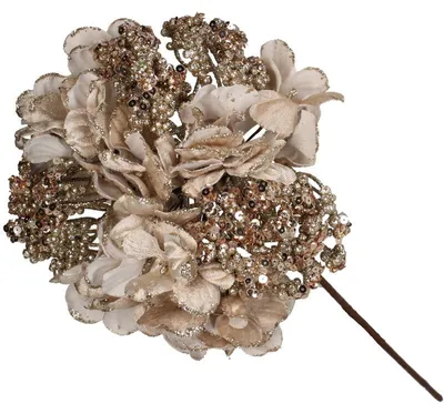 Produktbild von Kunstblume Hortensie in Samtoptik - Champagner - 20 cm