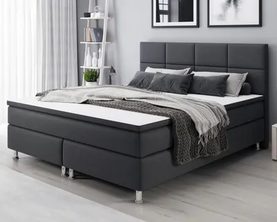 Produktbild von Boxspringbett Rotterdam 140x200 cm Webstoff Anthrazit