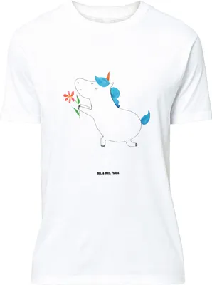 Produktbild von Mr. & Mrs. Panda Tshirt Einhorn Blume - Weiß - Geschenk, Oversize T-Shirt, Antrag, Einhörner, Liebesbeweis, Lustiges, Unicorn, Weites, Freundin, Shirt, Liebe