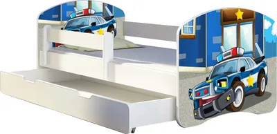 Immagine prodotto di ACMA letto per ragazzi letto per bambini completo di materasso a doghe e protezione anticaduta bianco 38 police 140x70 + rete
