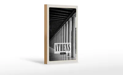 Produktbild von Holzschild Reise 12x18cm Retro Athens Greece Antik Dekoration