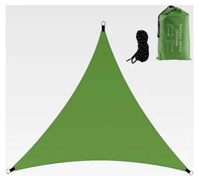 Produktbild von Dreieckiges Sonnensegel, wasserdichtes Tarp, 4m x 4m Sonnenschutz, wetterbeständig mit Seil, atmungsaktiv & 90% UV-Schutz, für Garten, Terrasse, Camping (Grün)