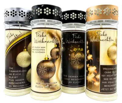 Produktbild von 4er SET Premium 7 Tage Design Grablicht "FROHE WEIHNACHTEN"