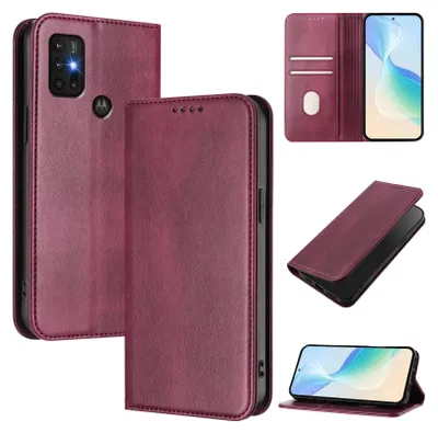 Produktbild von Handyhülle für Motorola Moto G30/G20/G10 Power, Vintage Leder RFID Schutz Kartenfach Standfunktion Magnetische Klapphülle Rot