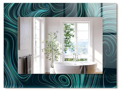 Produktbild von Abstrakte Linienmuster – Rechteckiger Spiegel mit Druck 80x60 cm – Modern - Dekorativ für die Wand