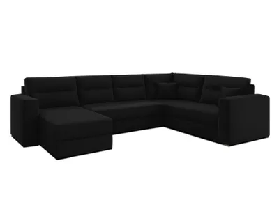 Image de AX LIVING Canapé d'angle grand Lovere 314 cm Canapé noir avec fonction sommeil