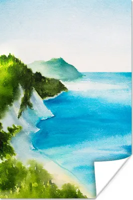 Produktbild von MuchoWow® Poster Meer - Strand - Berge 40x60 cm - Plakate für die Wand - Poster Babyzimmer