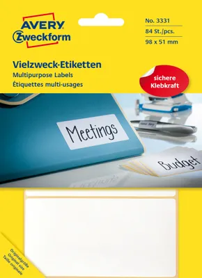 Immagine prodotto di Avery Zweckform etichetta multiuso 3331 98x51mm bianco 84 pz./confezione.