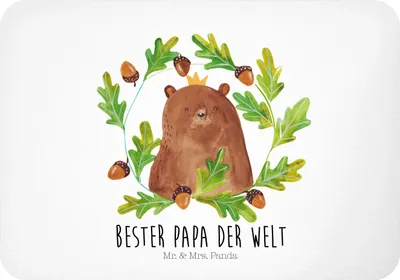 Produktbild von Mr. & Mrs. Panda magnet Bär König - Weiß - Geschenk, Daddy, Papa, Vatertag, Teddy, Vater, mdf, rechteckmagnet, Bester, haftmagnet, holzmagnet, Kühlschrankmagnet