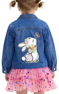 Produktbild von Mädchen Denimjacke mit Pailletten und Aufnähern