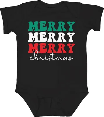 Produktbild von Merry Merry Merry Christmas - Weihnachten Weihnachtsgeschenk Christmas Unisex Baby Body, Schwarz, 3/6