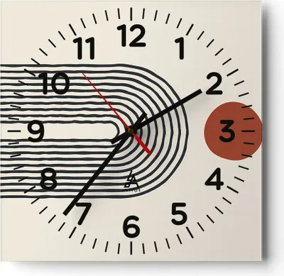 Produktbild von Wanduhr - Quadrat - Glasuhr - Abstraktion Grafik Linien - 30x30cm - Schleichendes Uhrwerk - Lautlos - zum Aufhängen bereit - Dekoration Modern - Wanddekoration aus Glas - C4AC30x30-5035