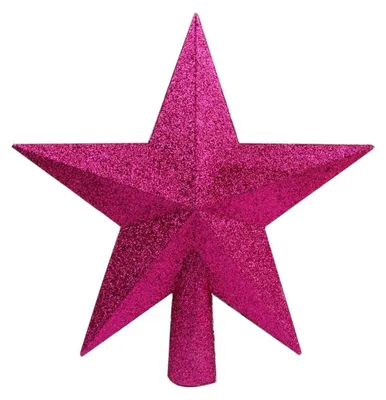 Immagine prodotto di Punta per albero di Natale, decorazione a forma di stella scintillante, colore rosa acceso, diametro 25,4 cm
