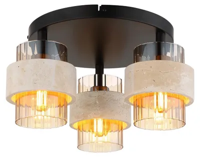 Produktbild von LED Deckenleuchte DAREN, Glas, schwarz, 3-flammig, D 37,5 cm